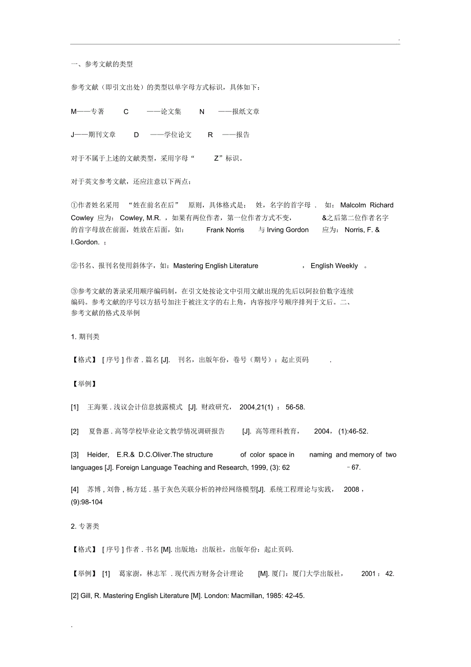 综合整理版：参考文献的格式(硕论、科研论文、本科答辩论文)_第1页