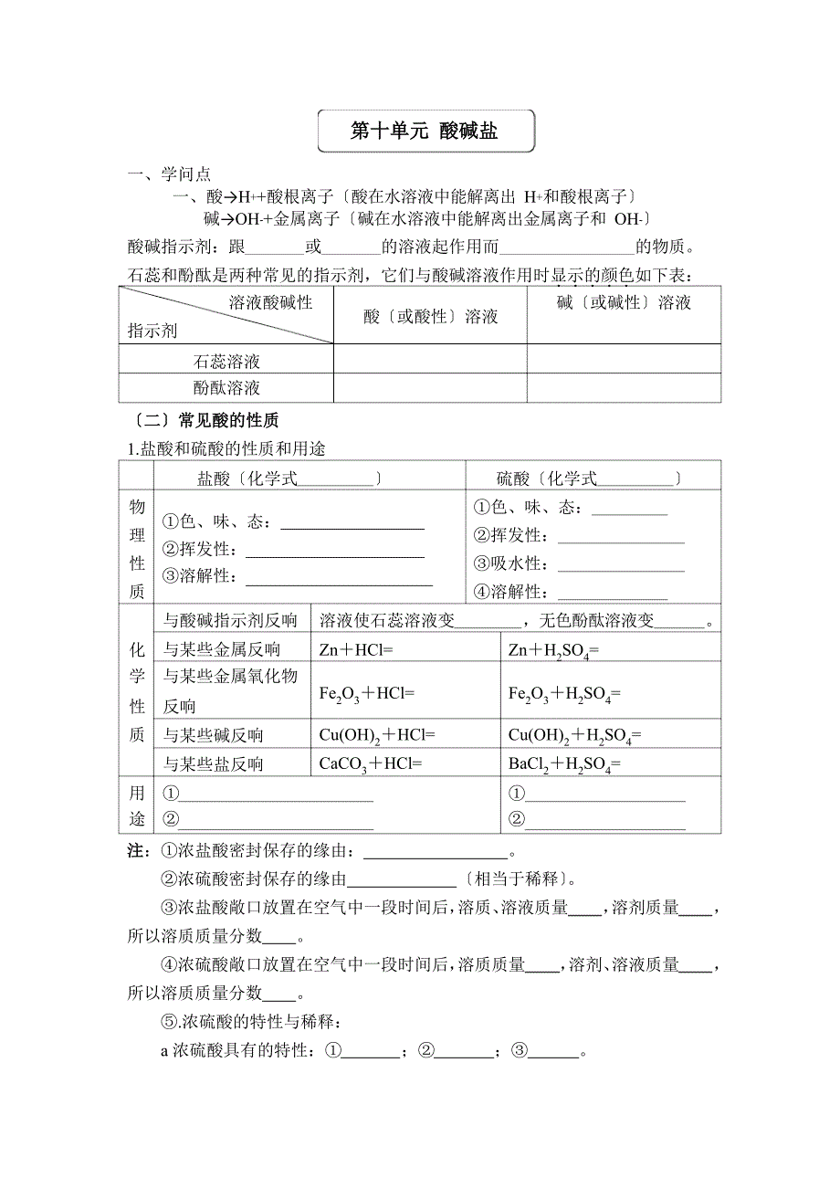 初三化学酸碱盐知识点练习题_第1页