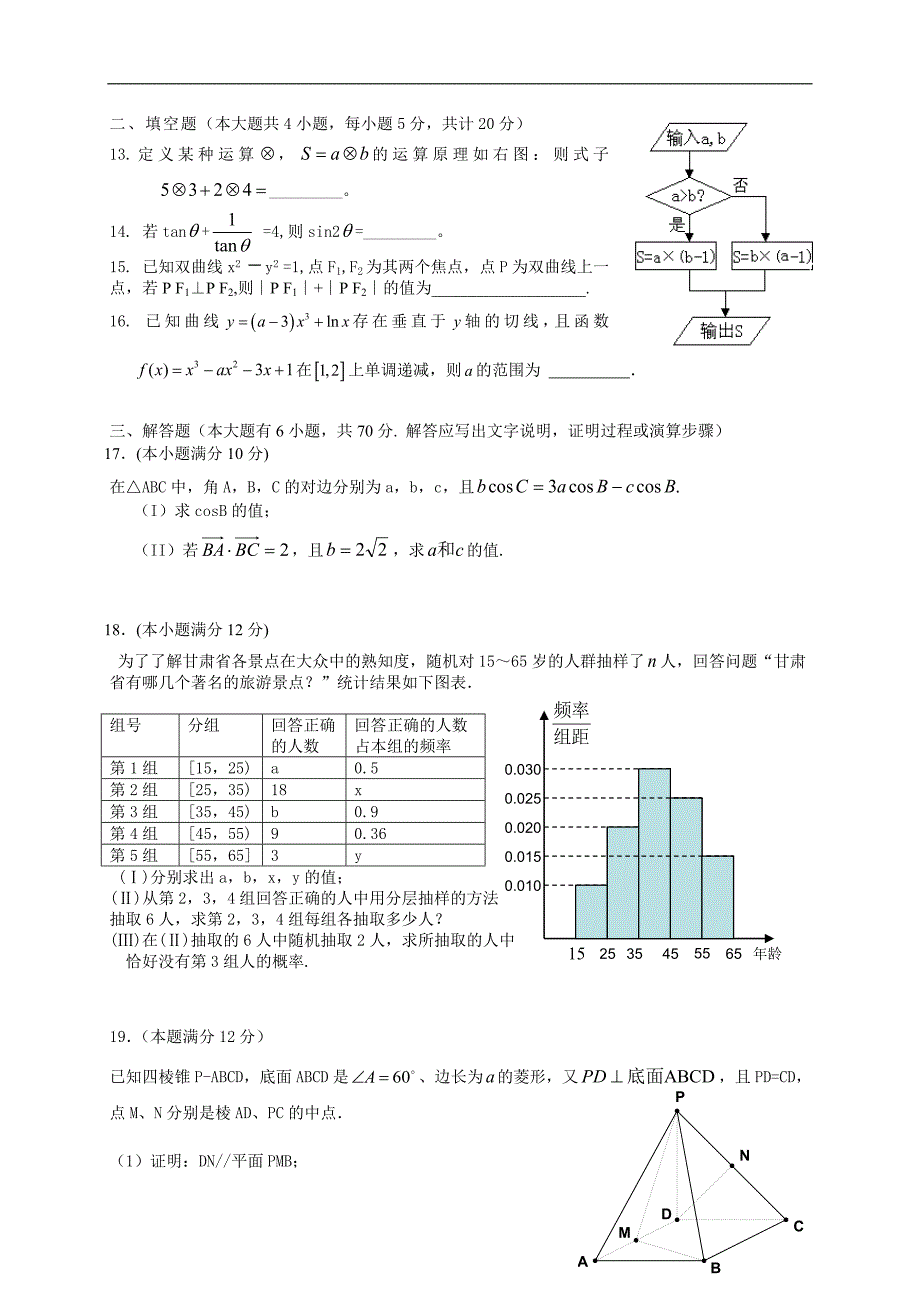 2015年甘肃省部分普通高中（嘉峪关市酒钢三中）高三2月第一次联考试题 数学（文）_第3页