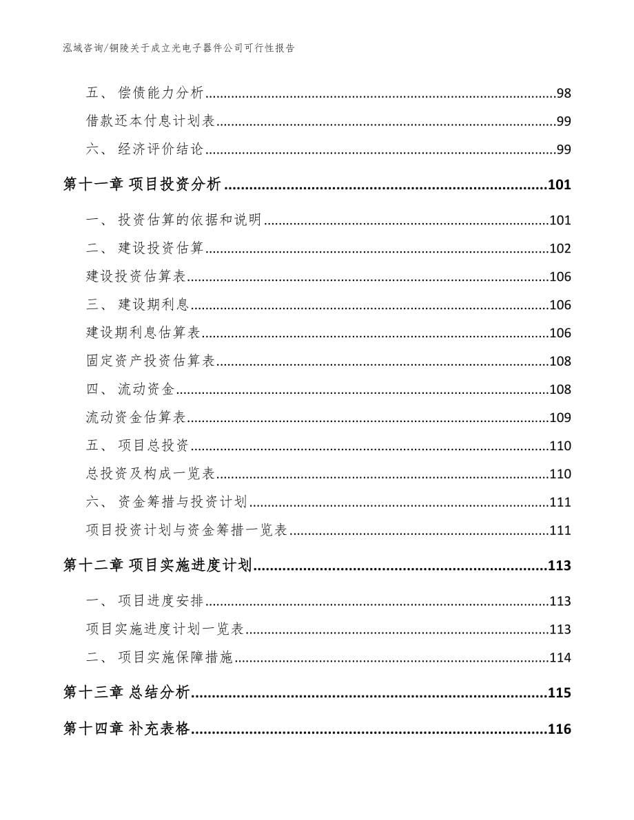 铜陵关于成立光电子器件公司可行性报告（模板）_第5页