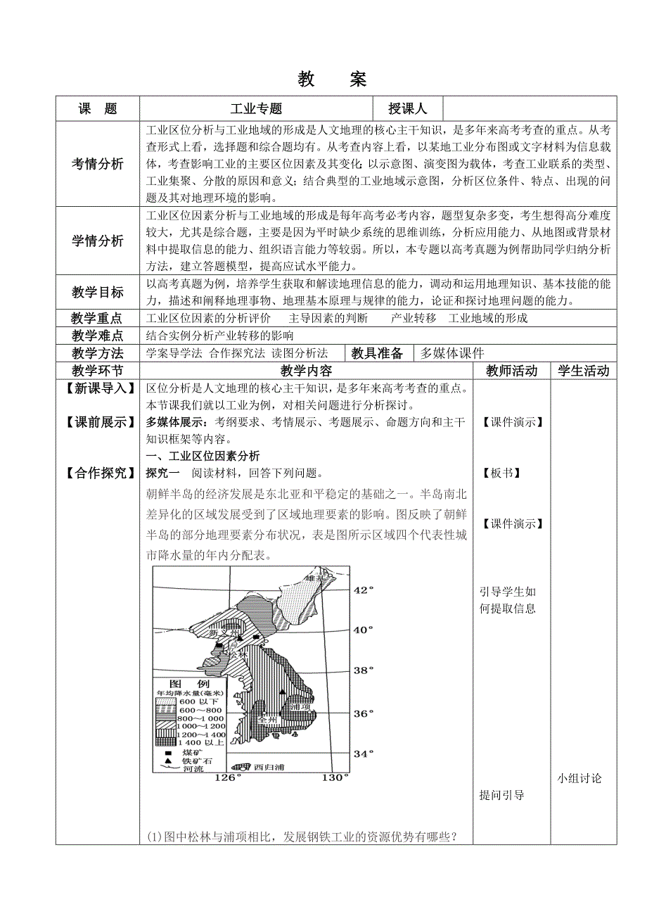 公开课二轮复习工业专题教案.doc_第1页