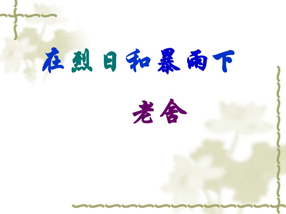 九年级语文在烈日和暴雨下万艳青课件32页_第1页