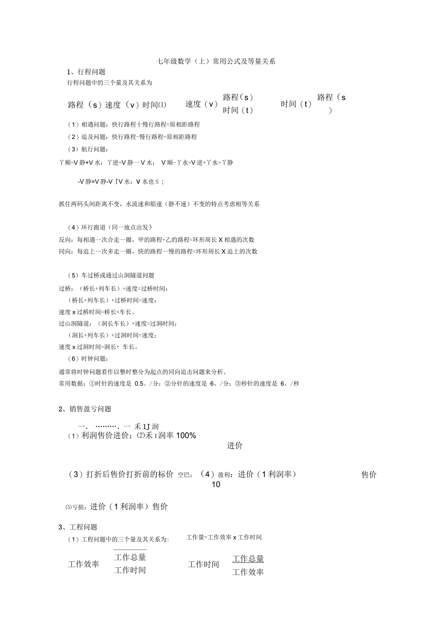 七年级上册数学常用公式汇总_第1页