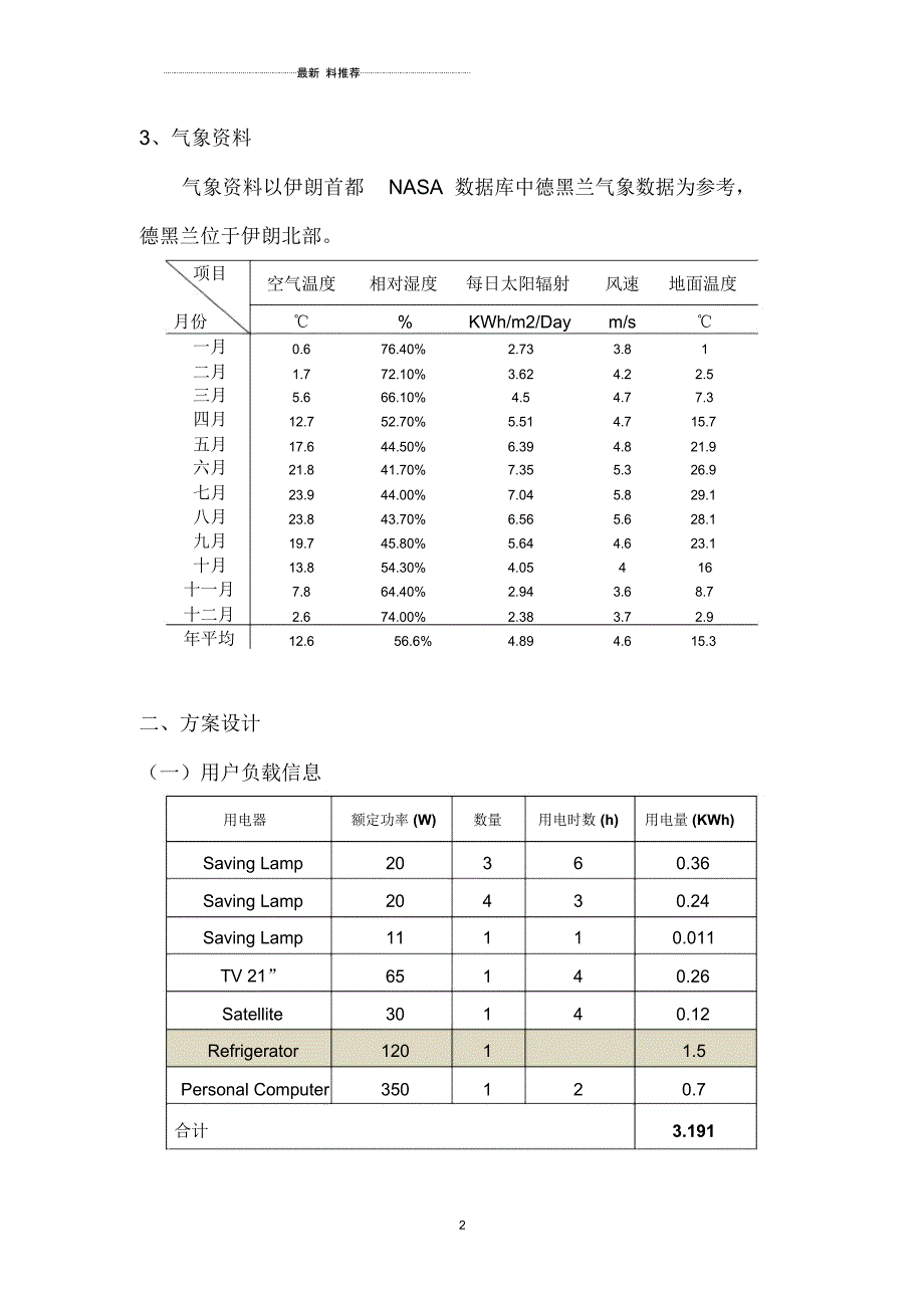 伊朗离网光伏电站系统设计方案_第2页