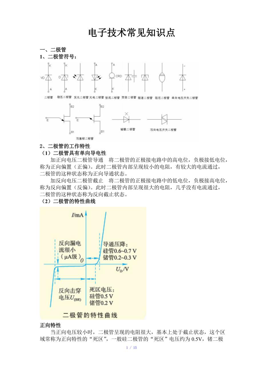 电子技术常见知识点参考模板_第1页