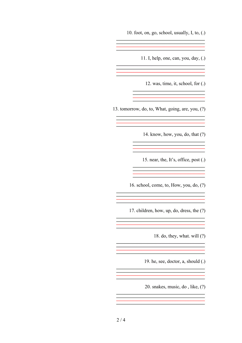 六年级译林版英语春季学期连词成句专项积累练习_第2页