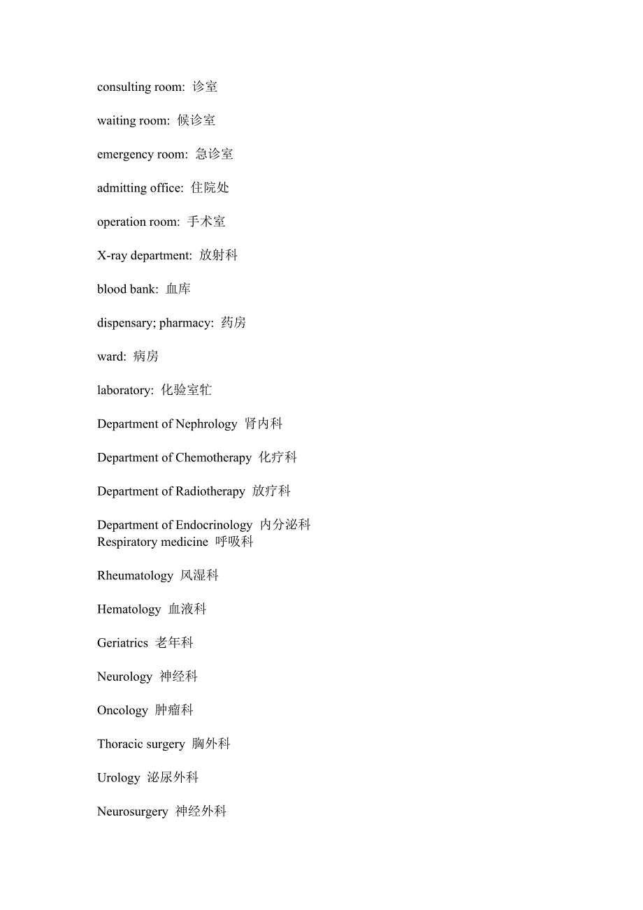 医院科室英语翻译_第2页