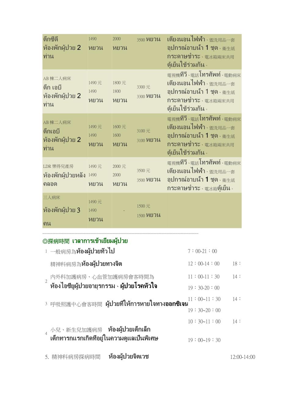 病房等级暨收费一览表（含病房费、护理费、诊察费）_第2页