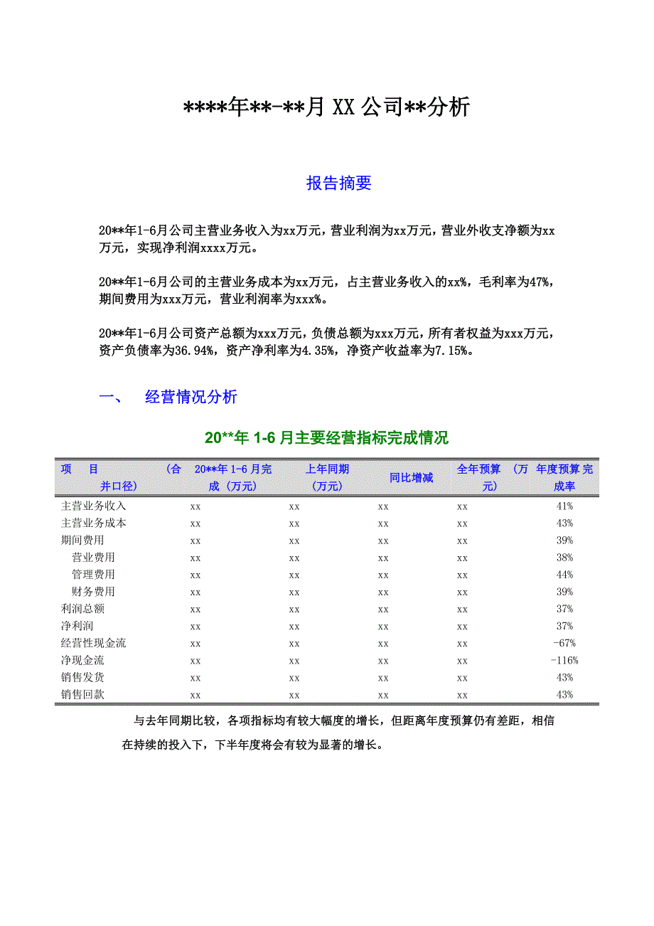 财务分析报告模板_第1页