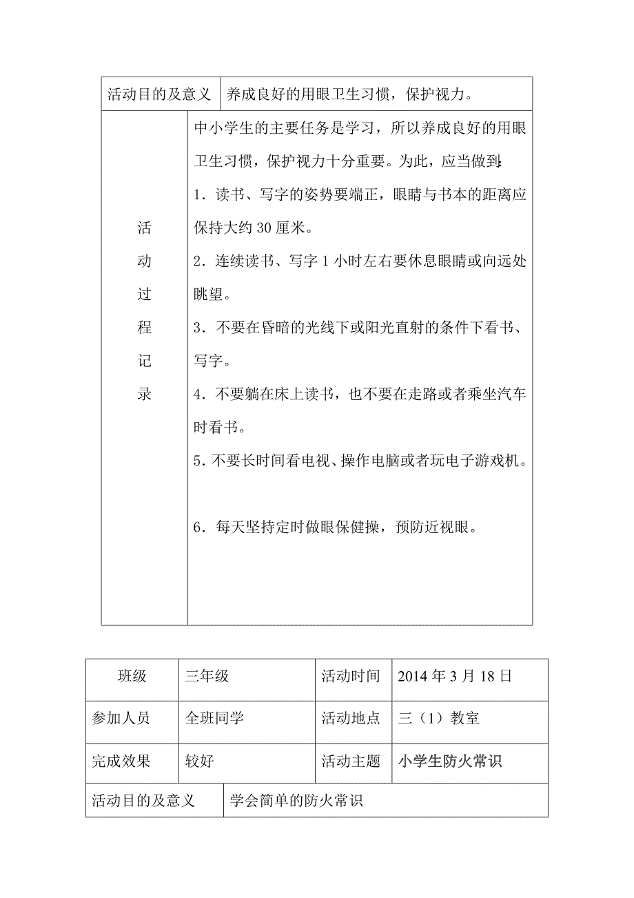 小学三年级班队会活动记录表_第3页