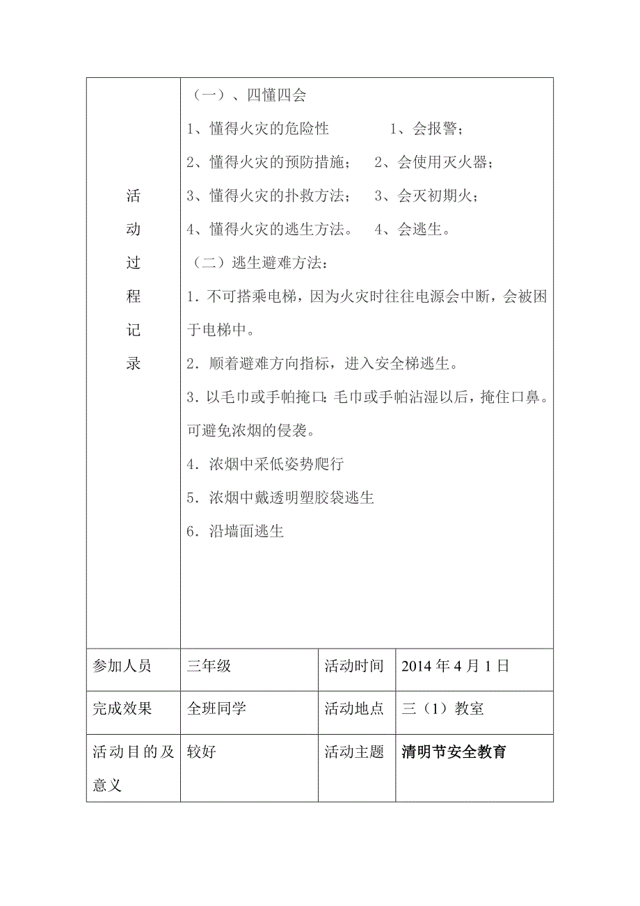 小学三年级班队会活动记录表_第4页