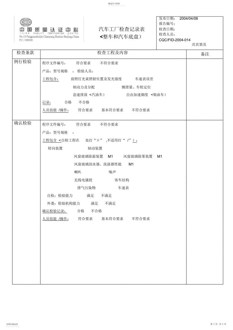 2022年汽车工厂检查记录_第5页