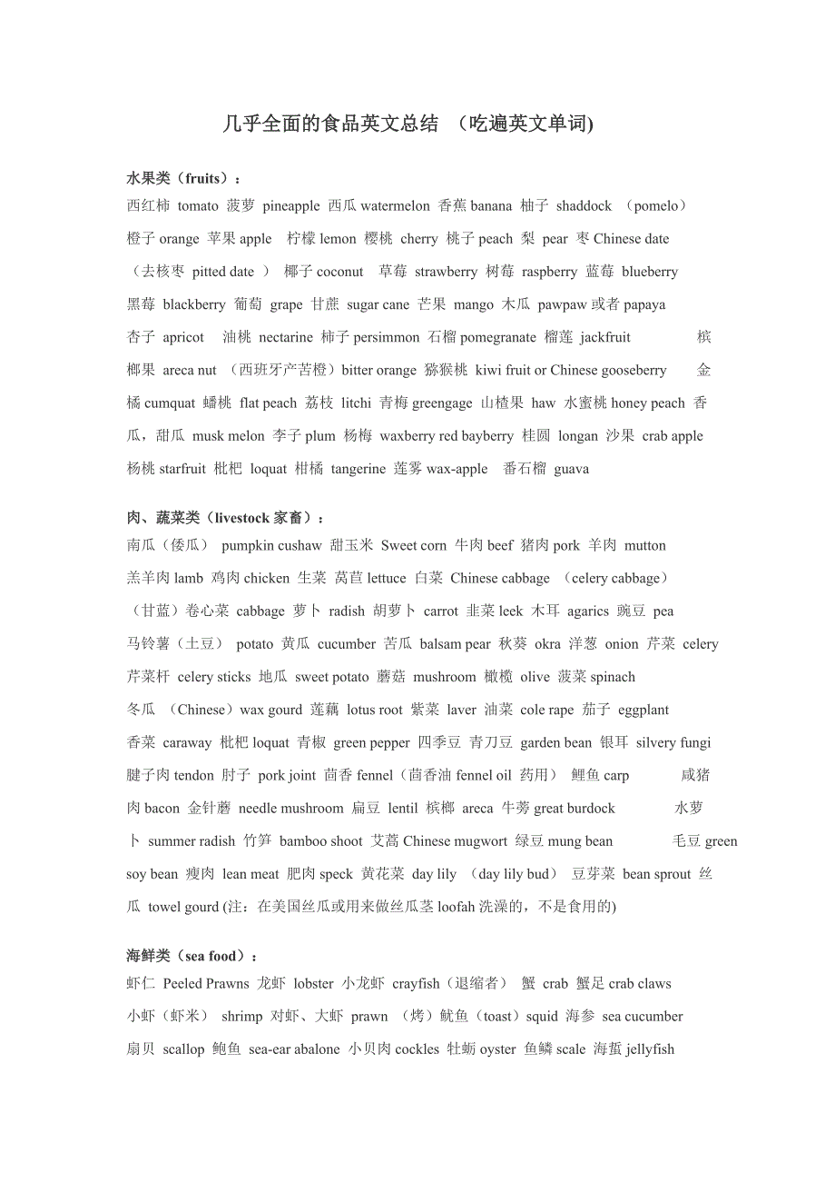 各种食品的英语单词.doc_第1页