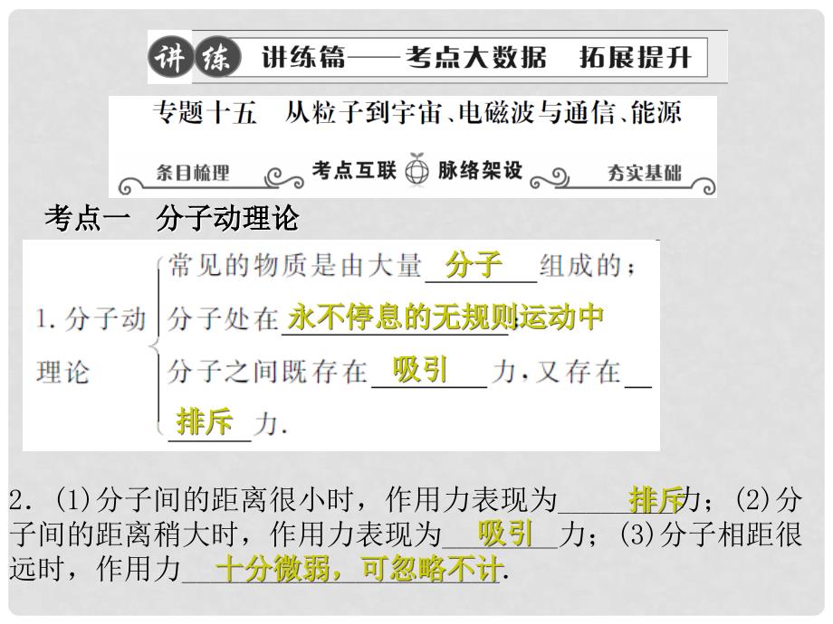 江苏省宿迁市泗洪县中考物理专题复习 十五 从粒子到宇宙、电磁波与通信、能源课件_第1页