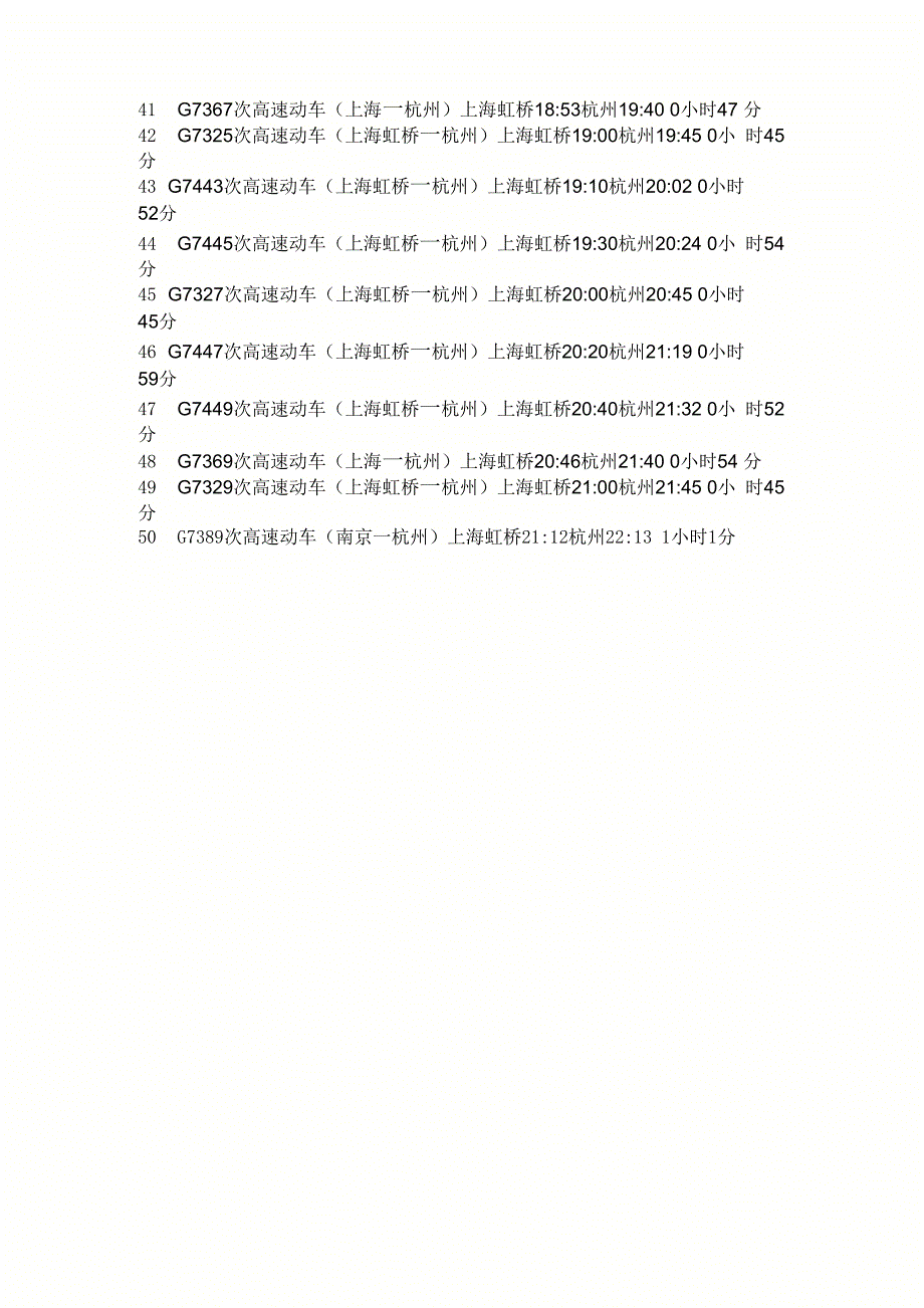 上海虹桥机场到杭州的高铁时刻表_第3页