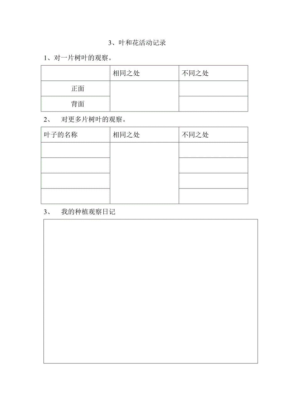 三年级科学2单元植物的一生实验活动记录单_第3页