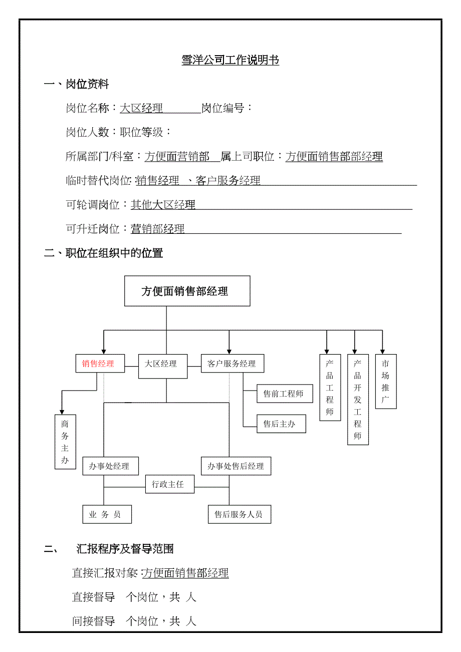 某销售公司大区经理岗位说明书与考核指标_第1页