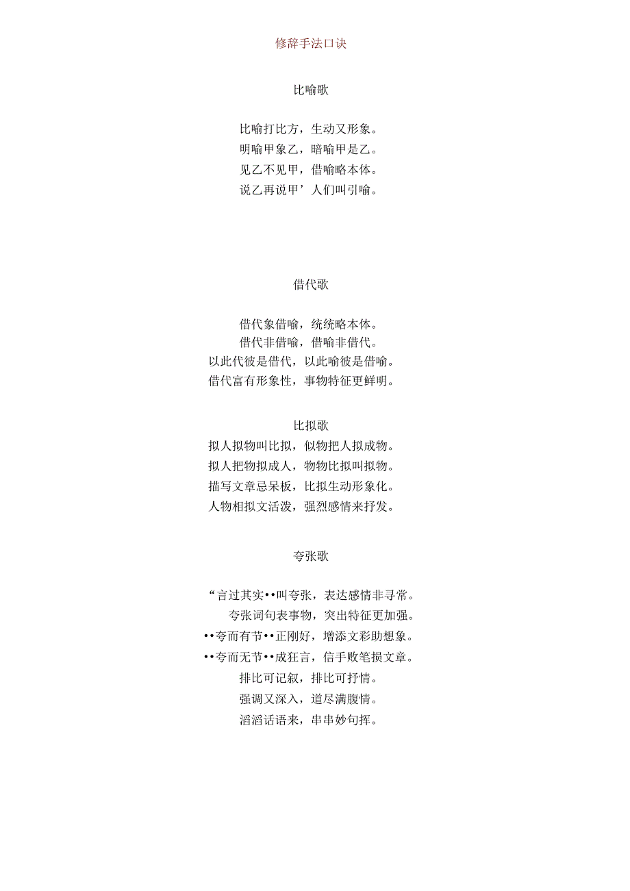趣味修辞手法顺口溜+例句汇总,练一练熟记于心!为孩子收藏!_第1页