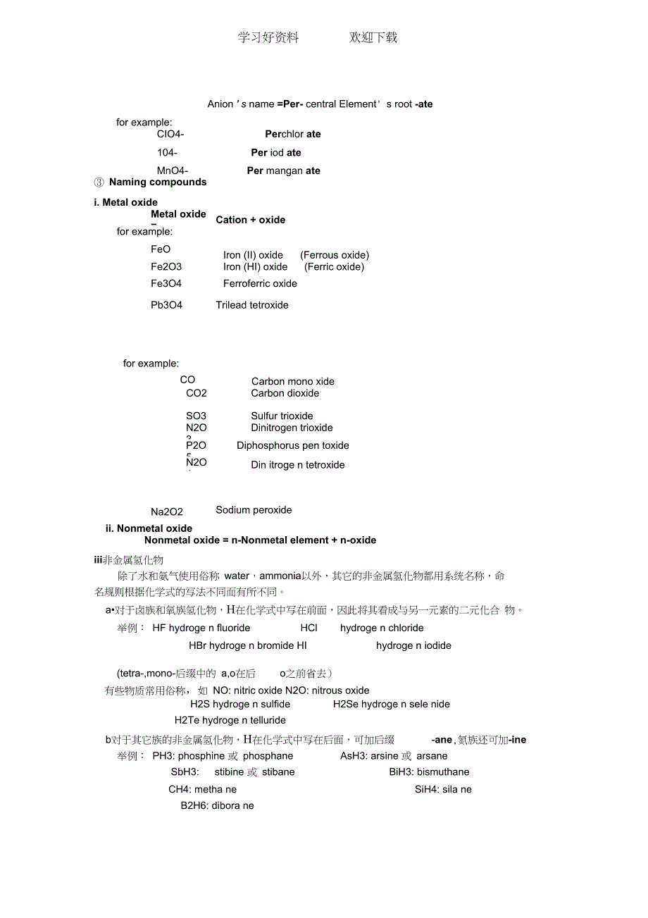 中学化学物质的英文命名_第4页