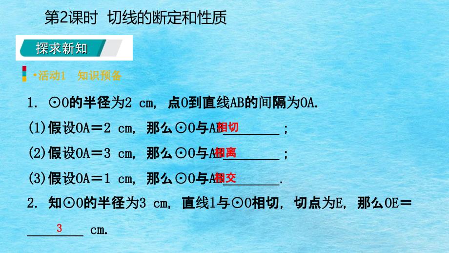 人教版九年级数学上册24.2.2切线的判定和性质预习ppt课件_第3页