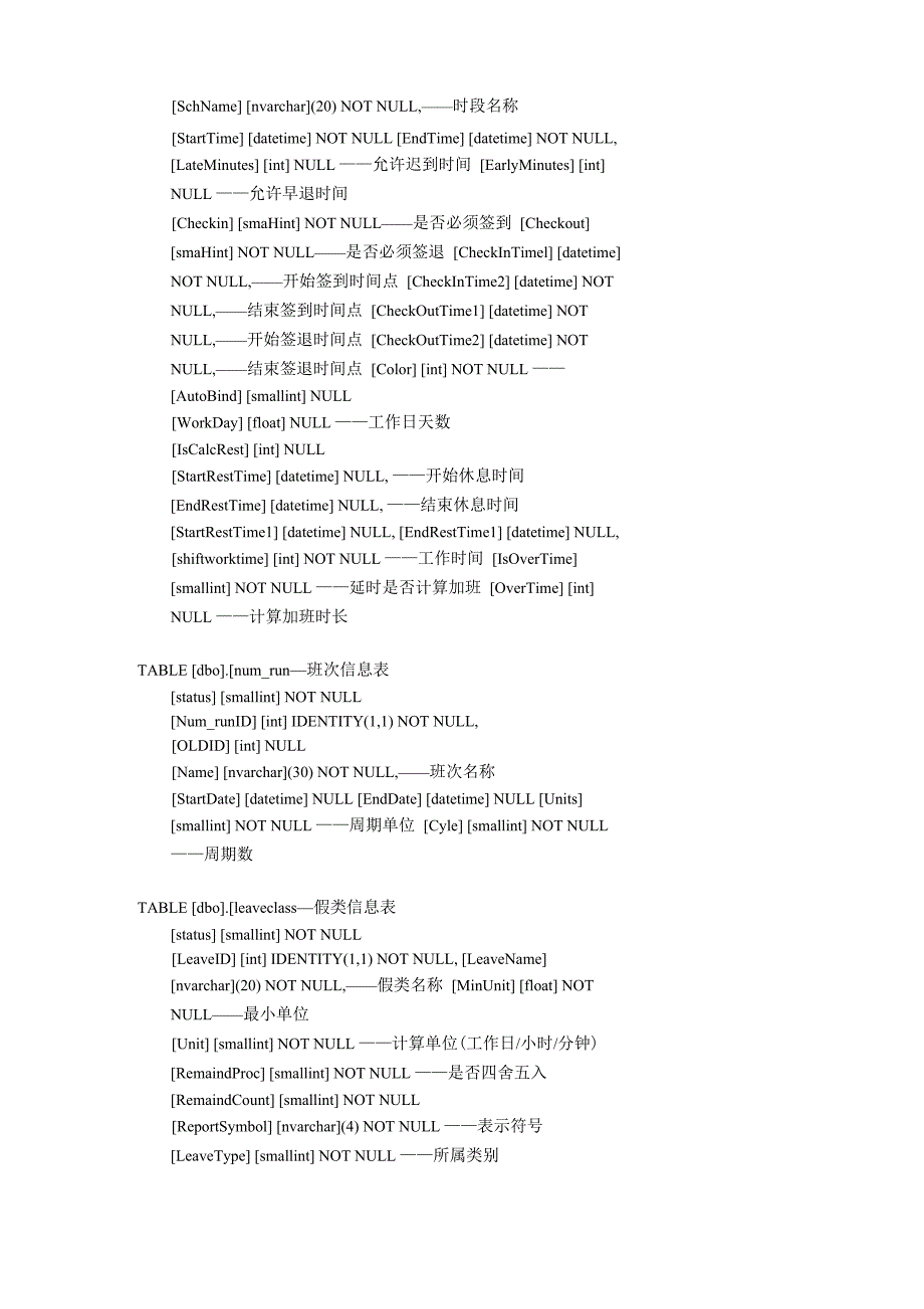 中控广域网考勤zktime80数据库表结构资料_第2页