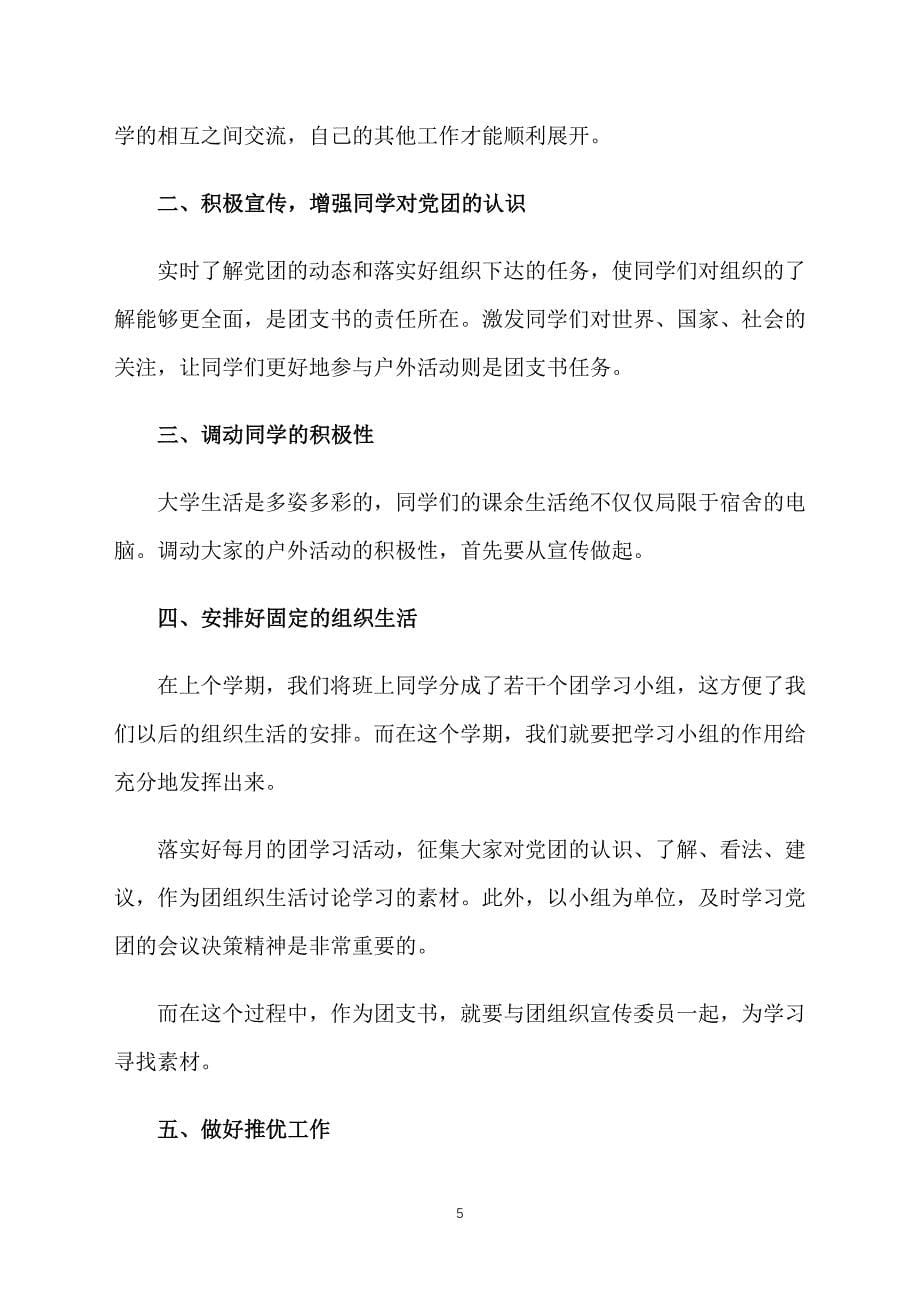 2021团支书年度工作计划书范文_第5页