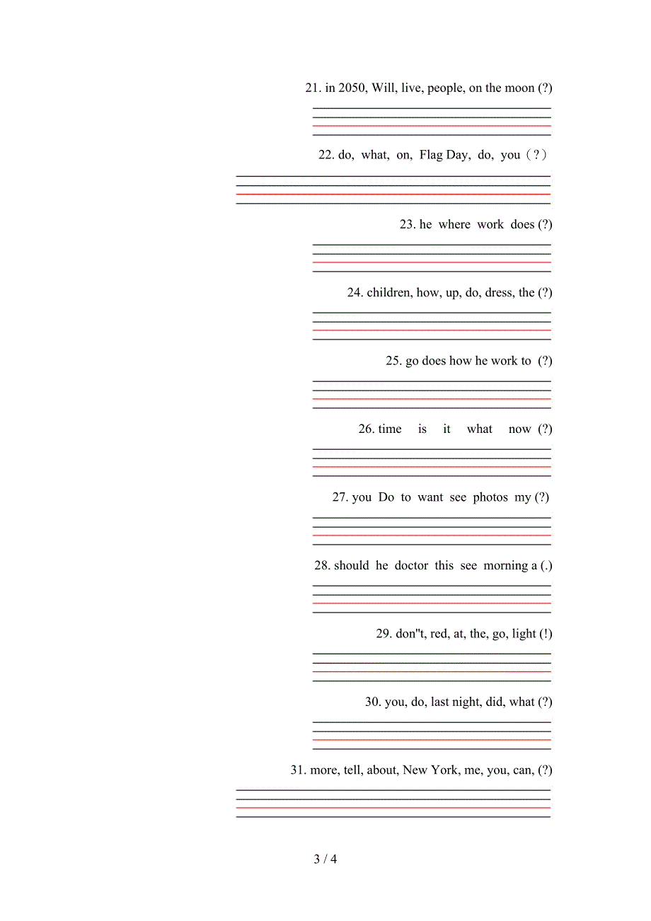 2022年北师大六年级英语下册连词成句课后专项练习_第3页