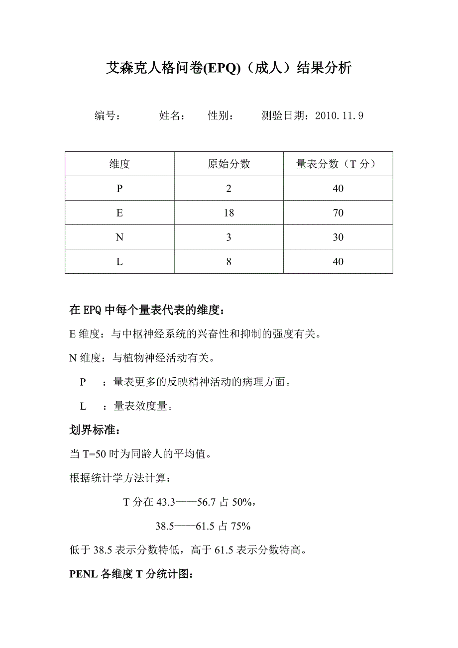 艾森克人格问卷(EPQ)结果分析模板_第1页