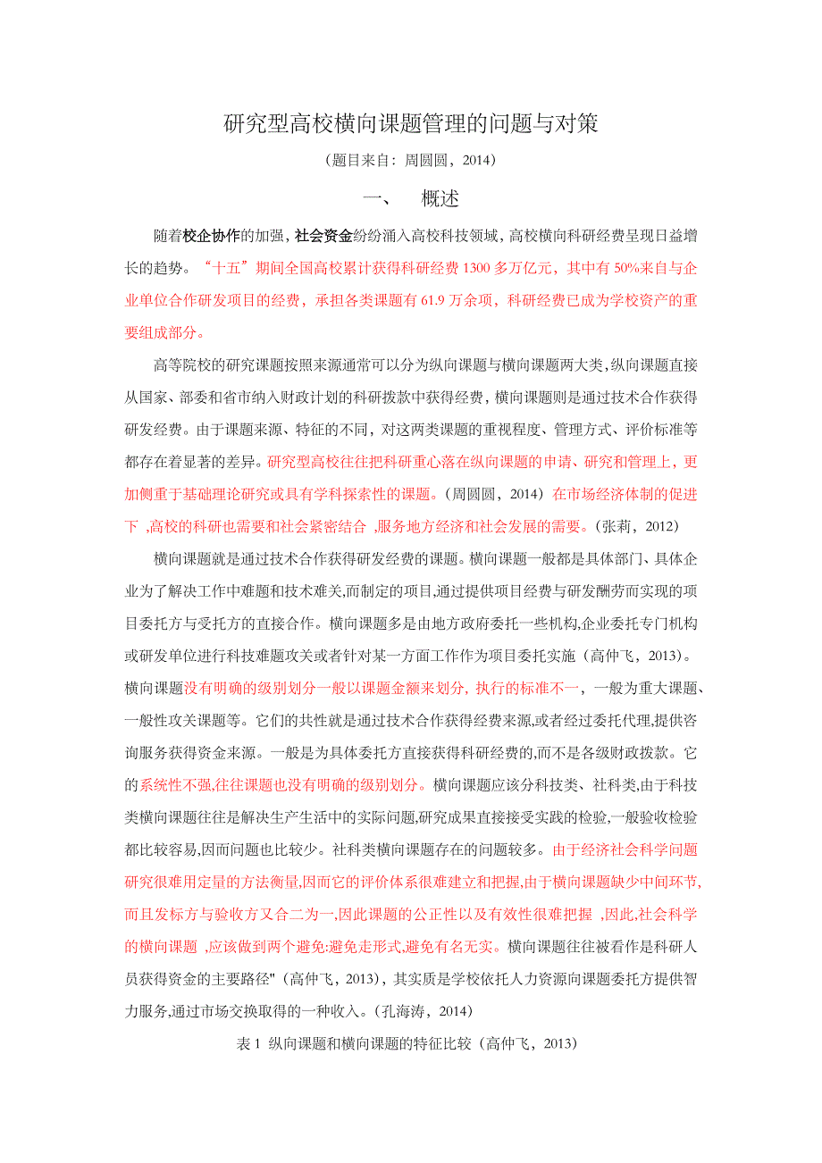 研究型高校横向课题管理的问题与对策(题目来自：周圆圆)_第1页