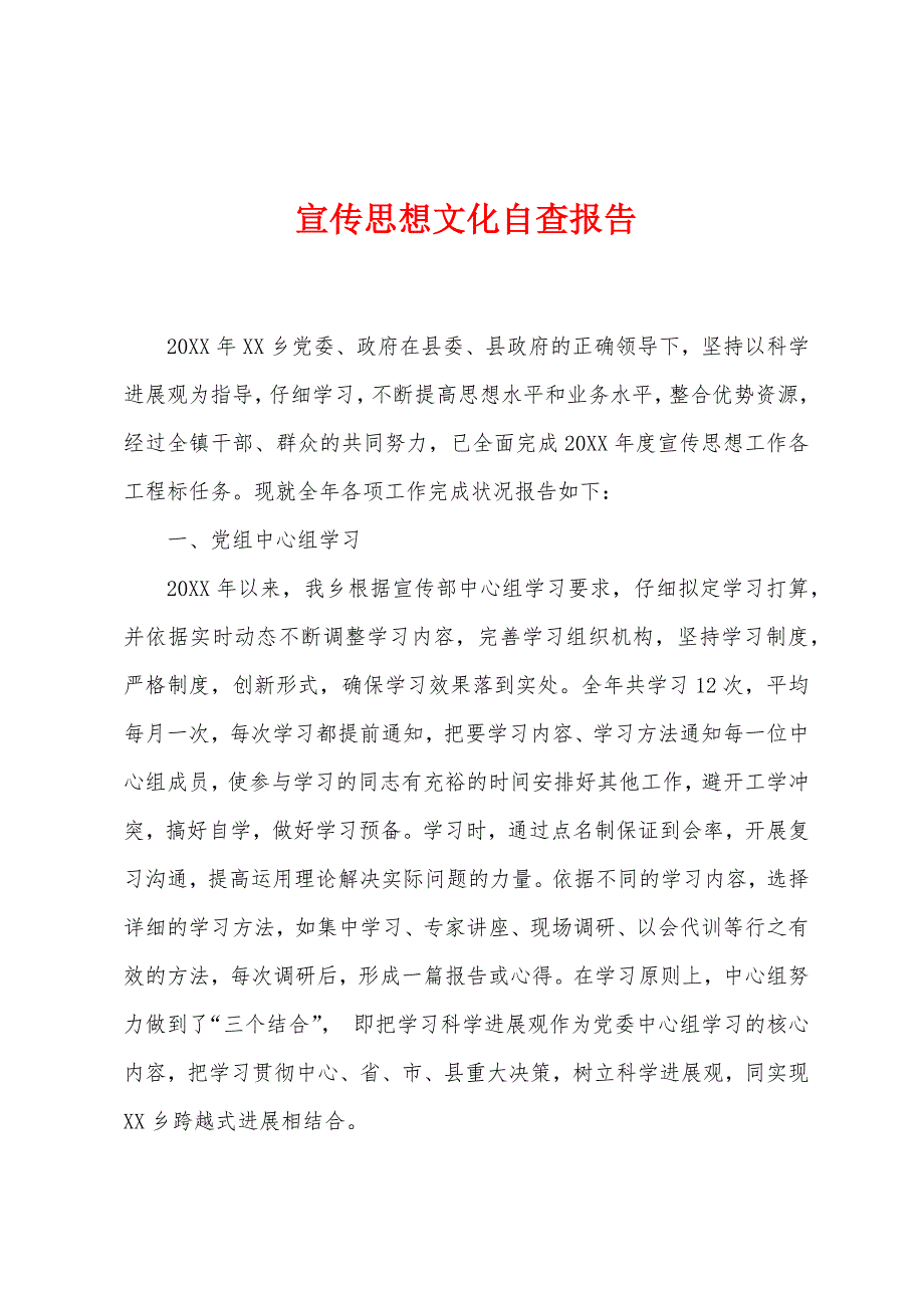 宣传思想文化自查报告.docx_第1页