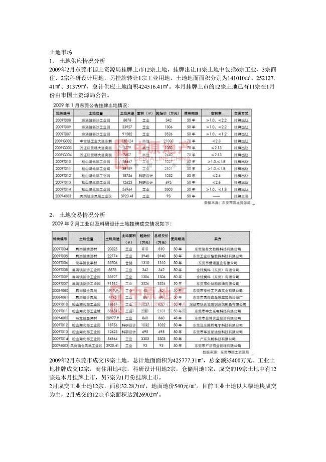 2009年2月东莞房地产市场分析报告（天选打工人）.docx