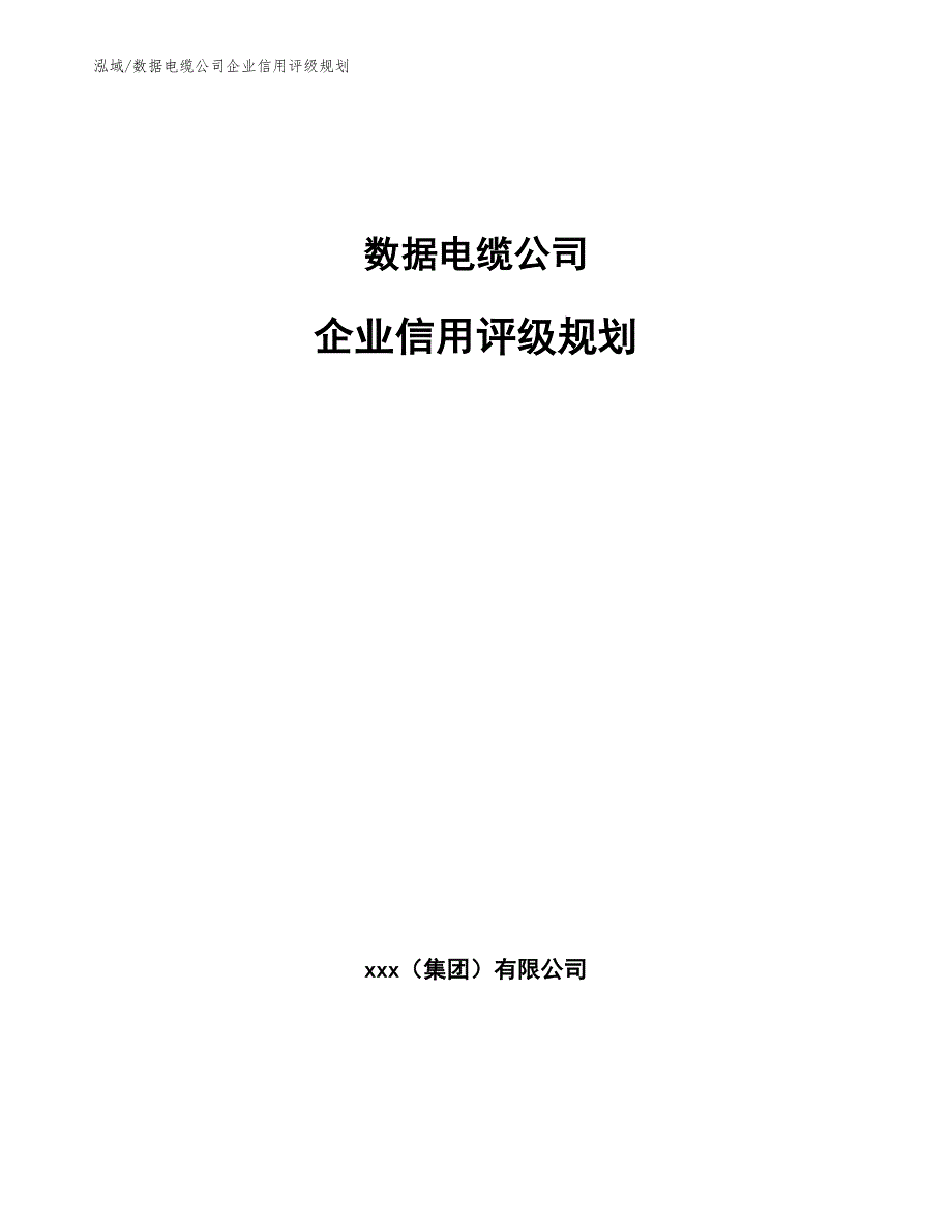 数据电缆公司企业信用评级规划_范文_第1页