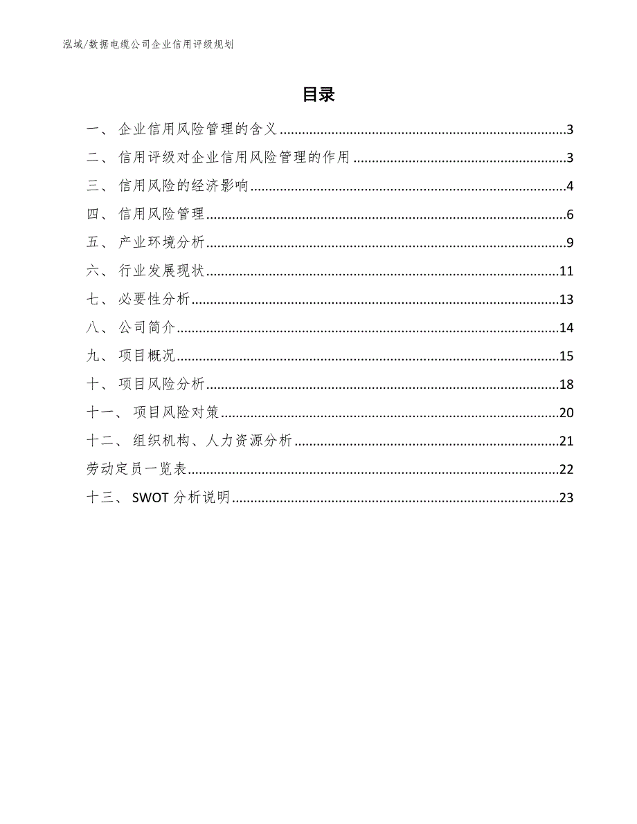 数据电缆公司企业信用评级规划_范文_第2页