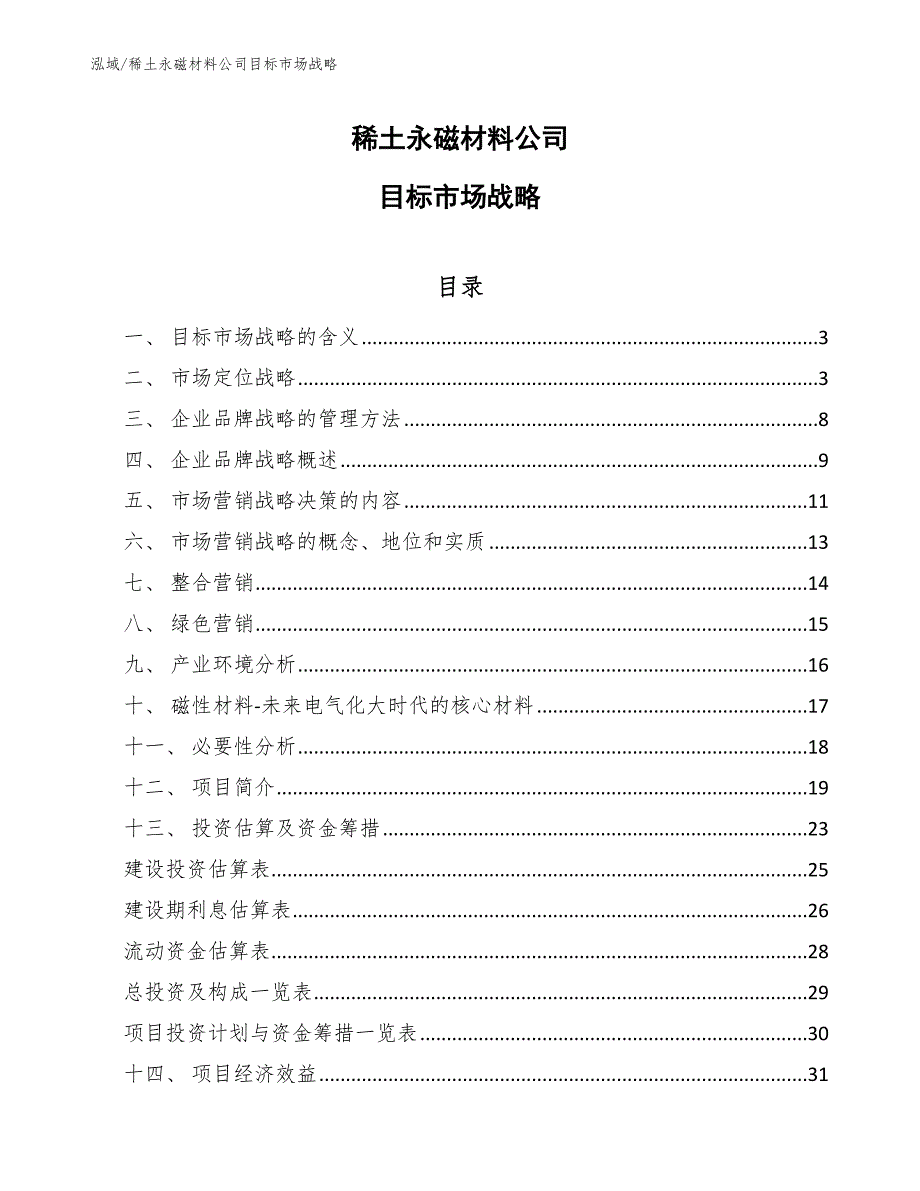 稀土永磁材料公司目标市场战略_第1页