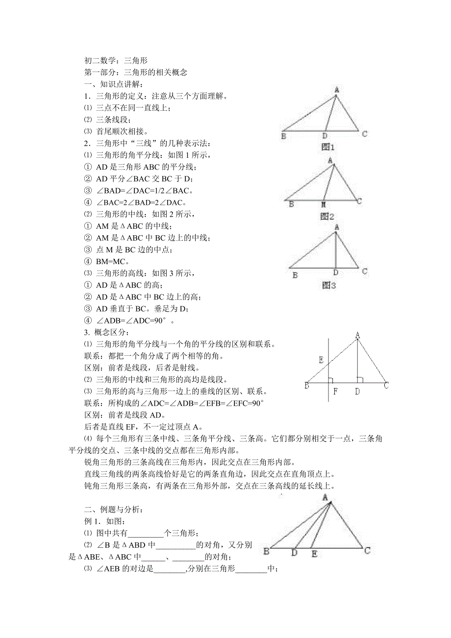 初二数学三角形的要点_第1页