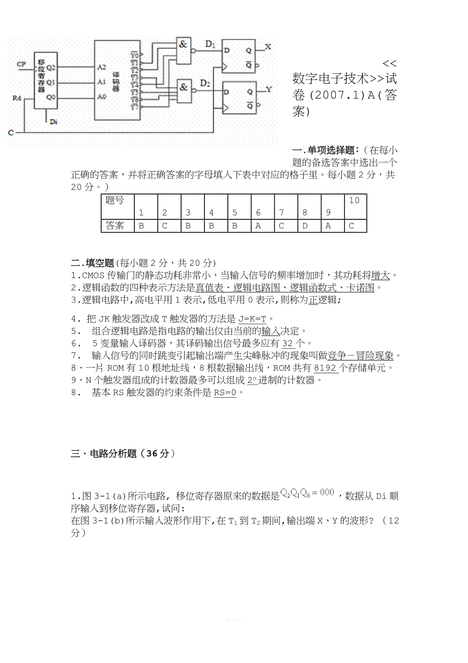 数字电子技术试卷答案.doc_第1页