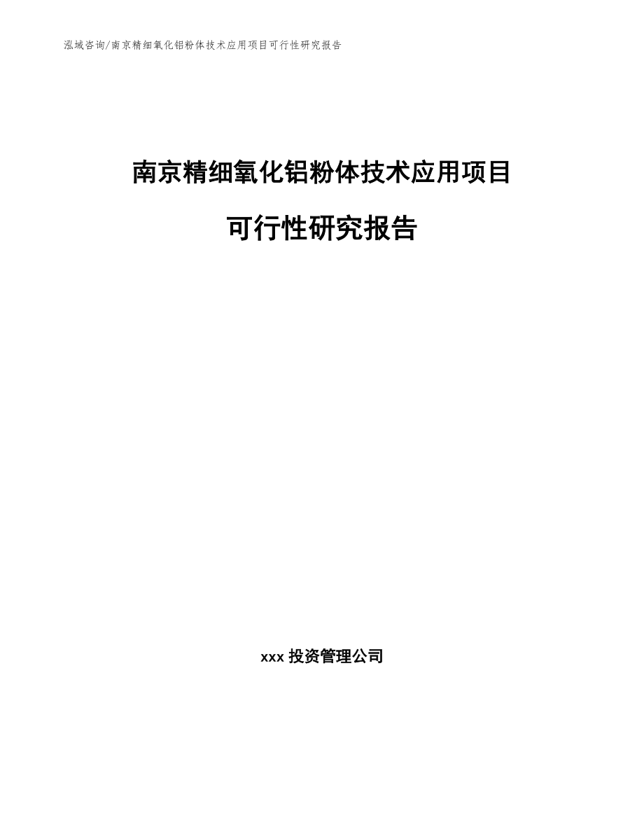 南京精细氧化铝粉体技术应用项目可行性研究报告_模板参考