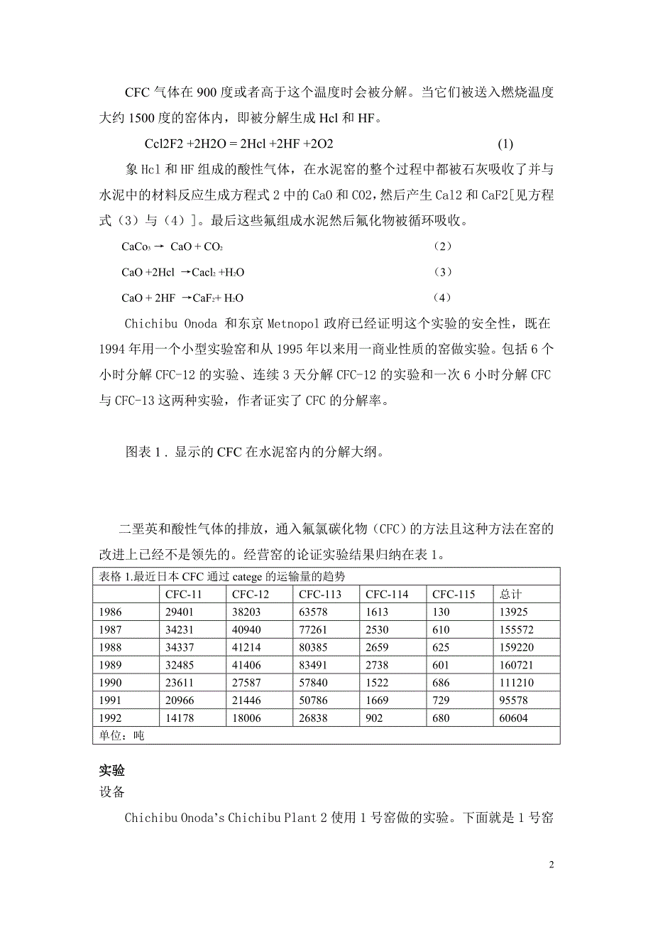 外文翻译---氟氯碳化物(CFC)在水泥窑中的分解.doc_第2页