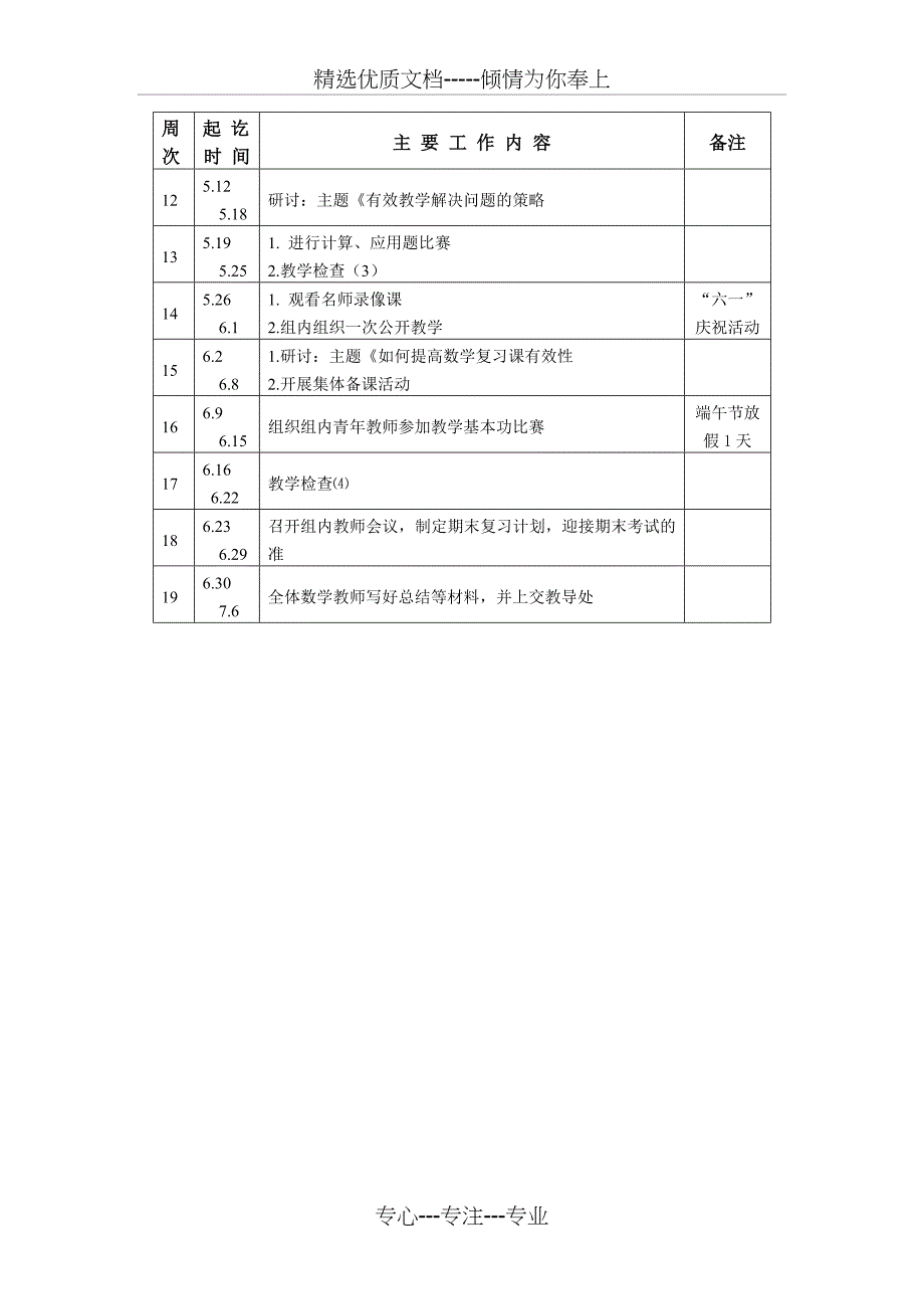 小学数学教研组工作计划2013学年度第二学期_第4页