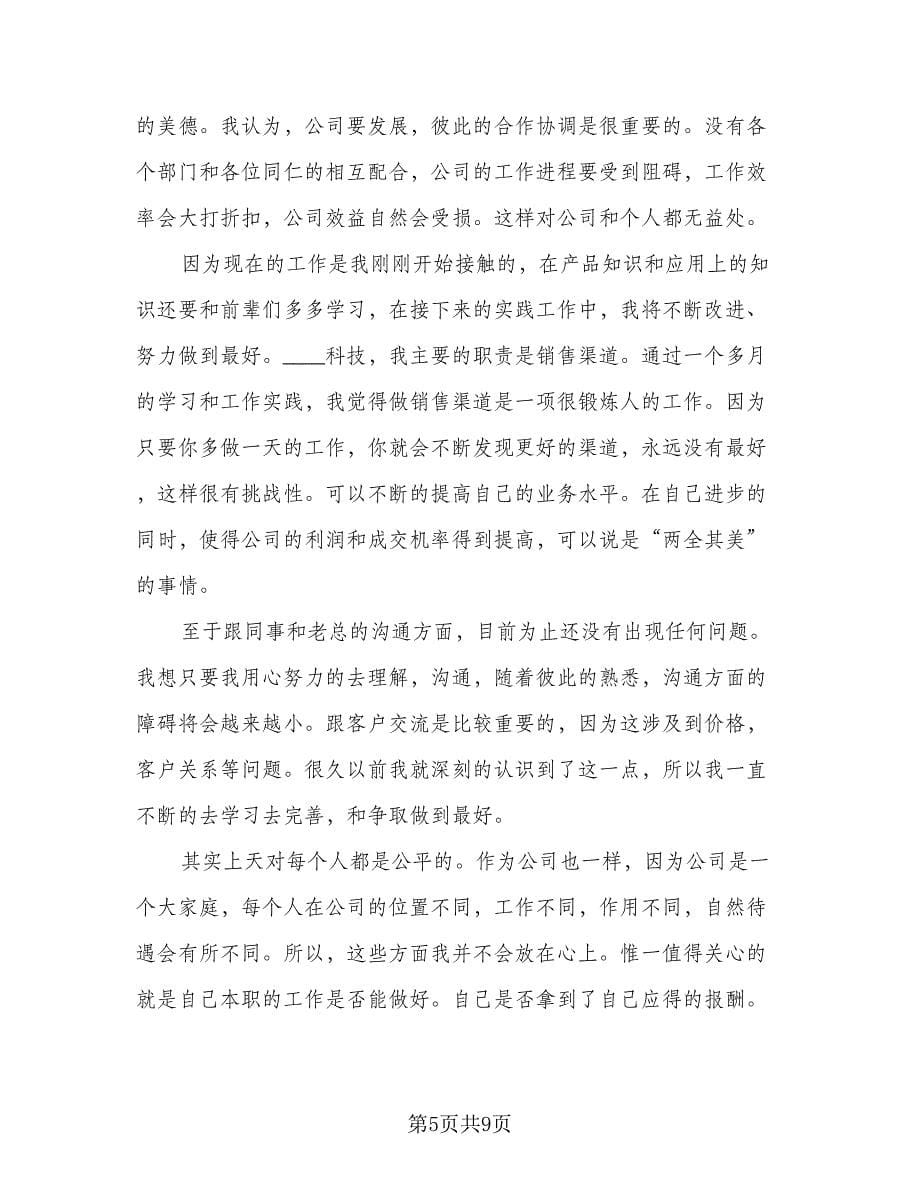 销售员个人试用期工作总结例文（5篇）.doc_第5页