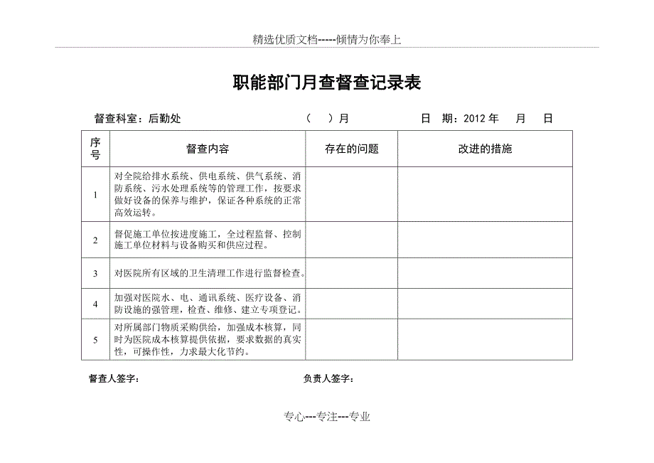 医院职能行政部门工作月查考核评价表二_第2页