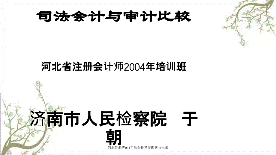 河北注册班041司法会计发展现状与未来课件_第1页