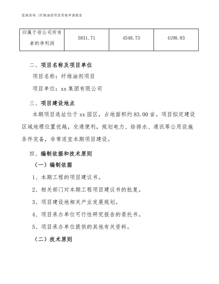 纤维油剂项目用地申请报告（模板范本）_第4页