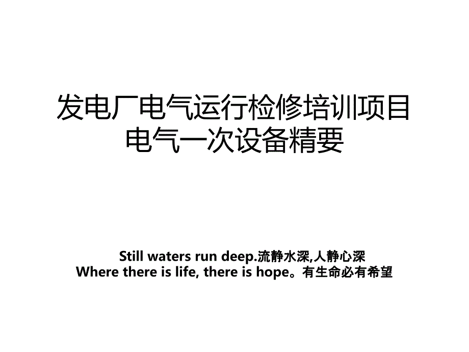 发电厂电气运行检修培训项目电气一次设备精要培训讲学_第1页