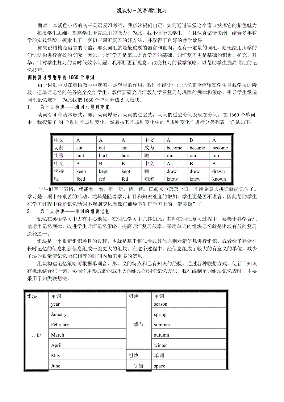 谈如何复习初中考纲中的1660个单词.doc_第1页