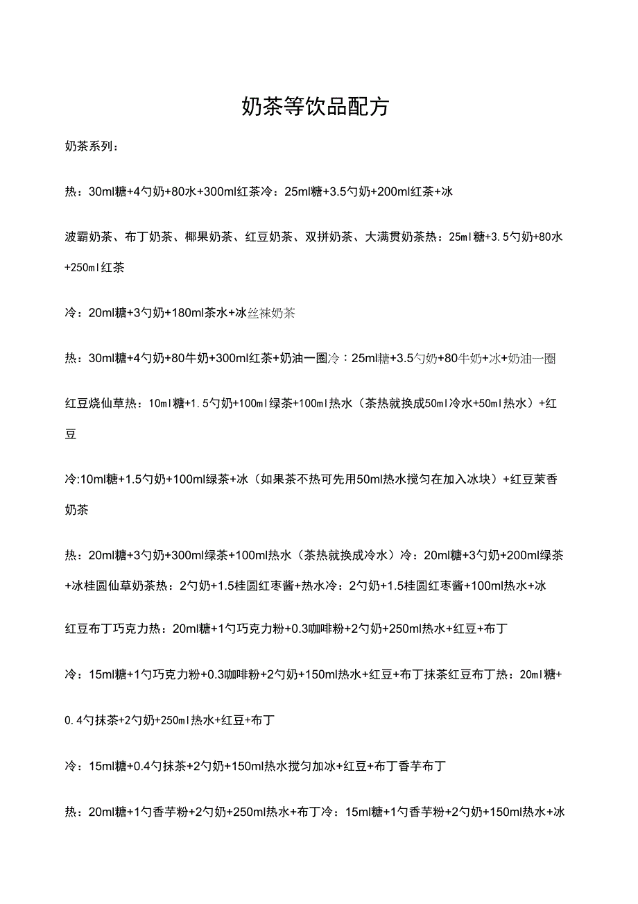 奶茶饮品配方_第1页