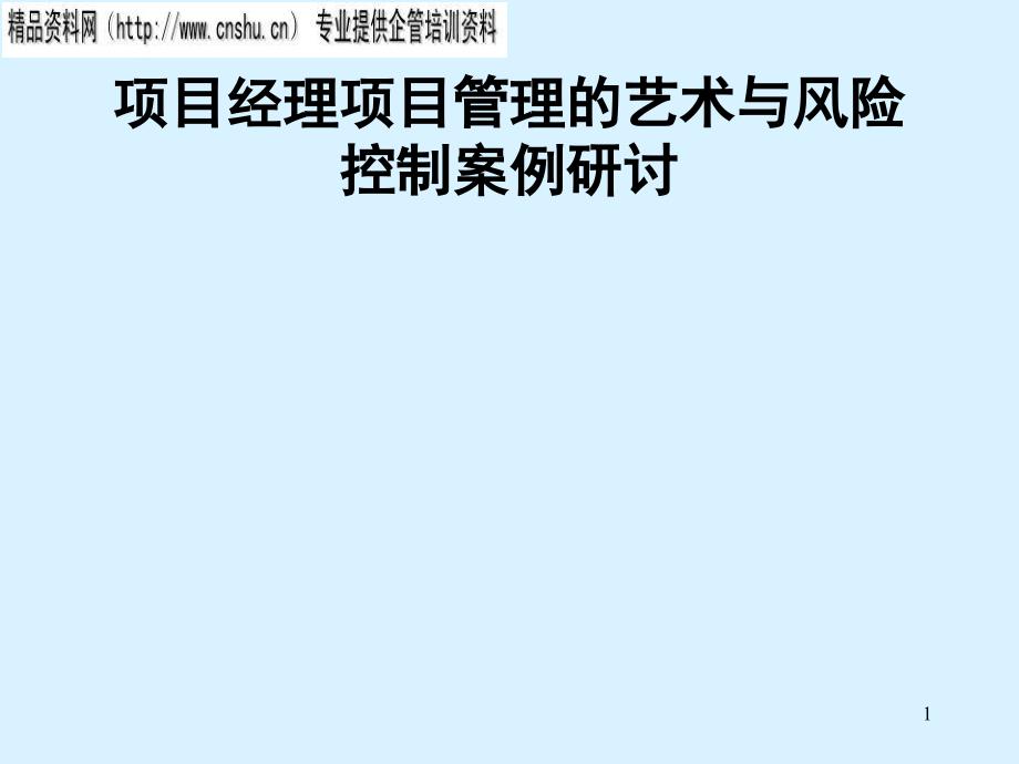 项目经理项目管理的艺术与风险控制案例研讨_第1页