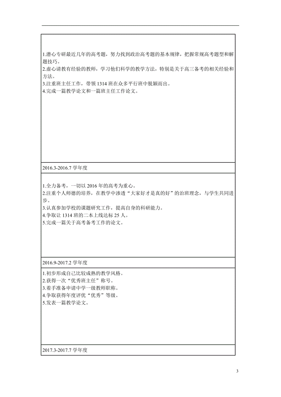 青年教师个人专业发展三年规划表_第3页