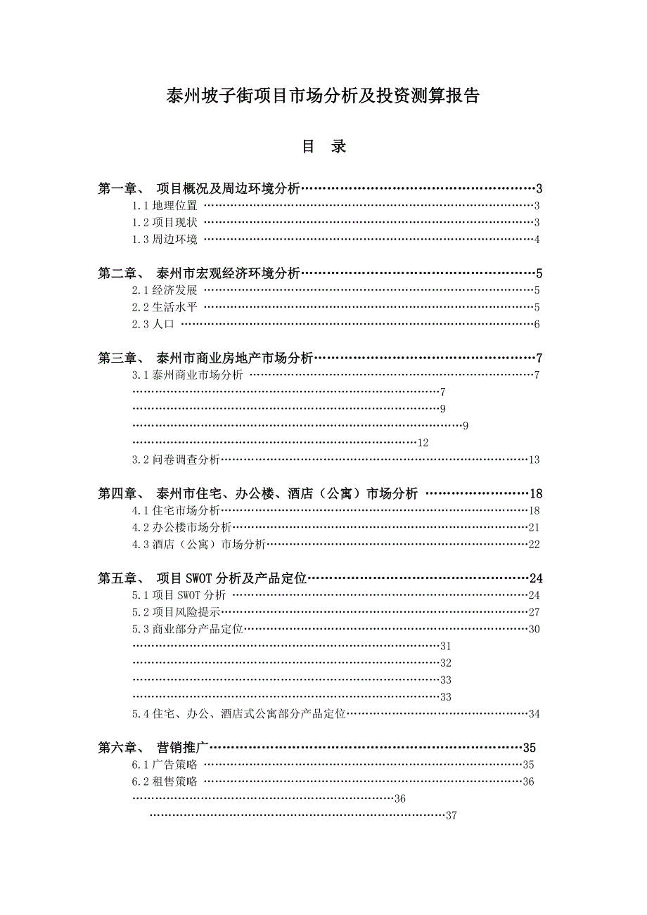 泰州坡子街项目市场分析及投资测算报告_第1页