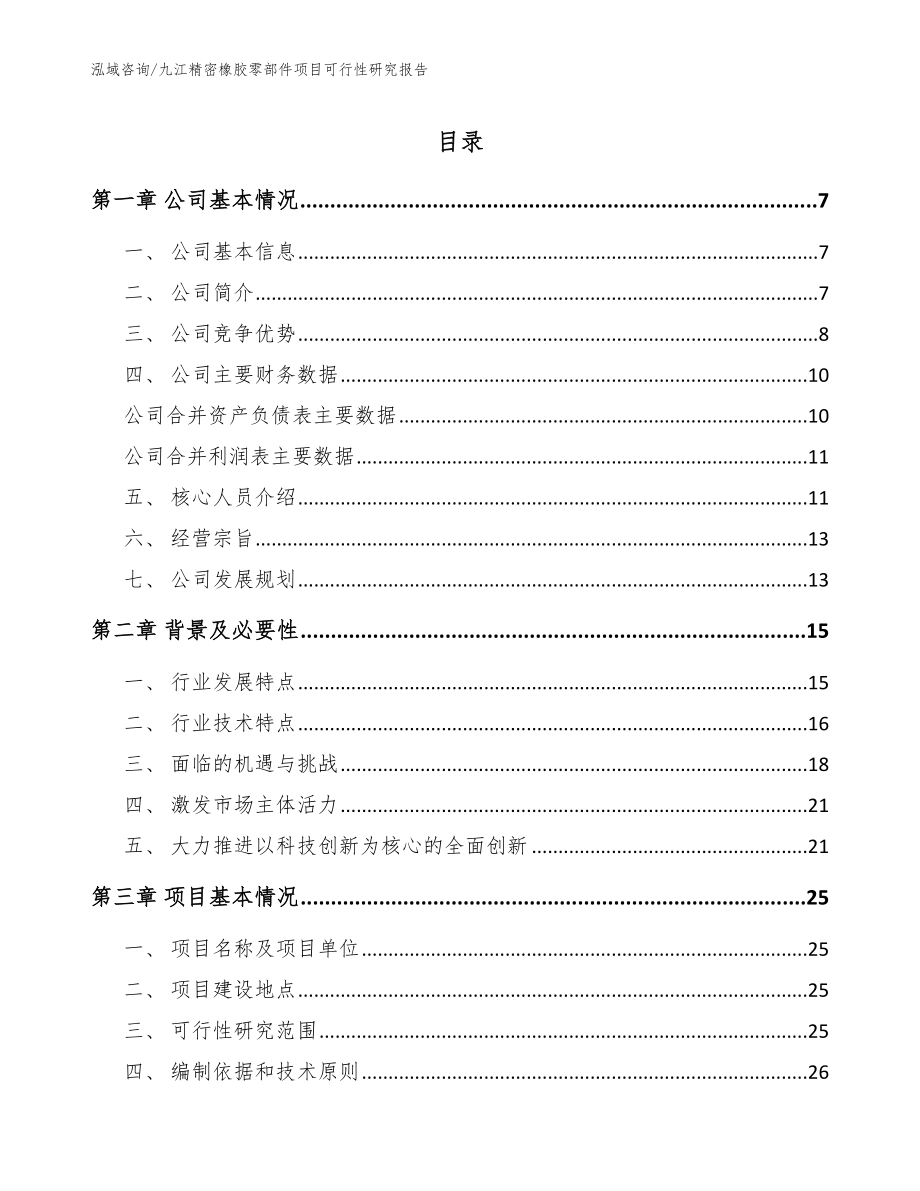 九江精密橡胶零部件项目可行性研究报告_模板_第1页